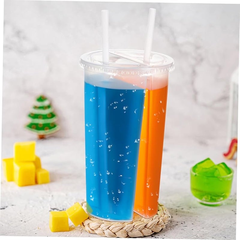 Valentines Day Disposable Dual Compartment Cups With Lids 12PCS Transparent For Milk Tea - Image 5